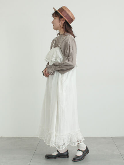 【WHITE COLLECTION】スカラップ刺繍キャミワンピース（ホワイト）｜TSUHARU by Samansa Mos2（ツハルバイサマンサモスモス）通販