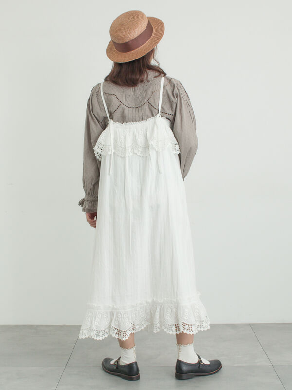 WHITE COLLECTION】スカラップ刺繍キャミワンピース（ホワイト