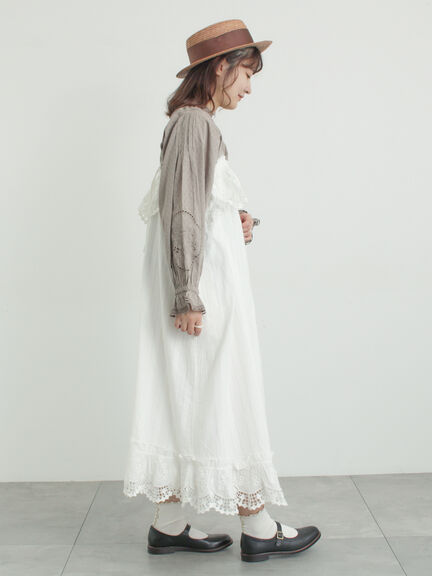 【WHITE COLLECTION】スカラップ刺繍キャミワンピース（ホワイト）｜TSUHARU by Samansa Mos2（ツハルバイサマンサモスモス）通販