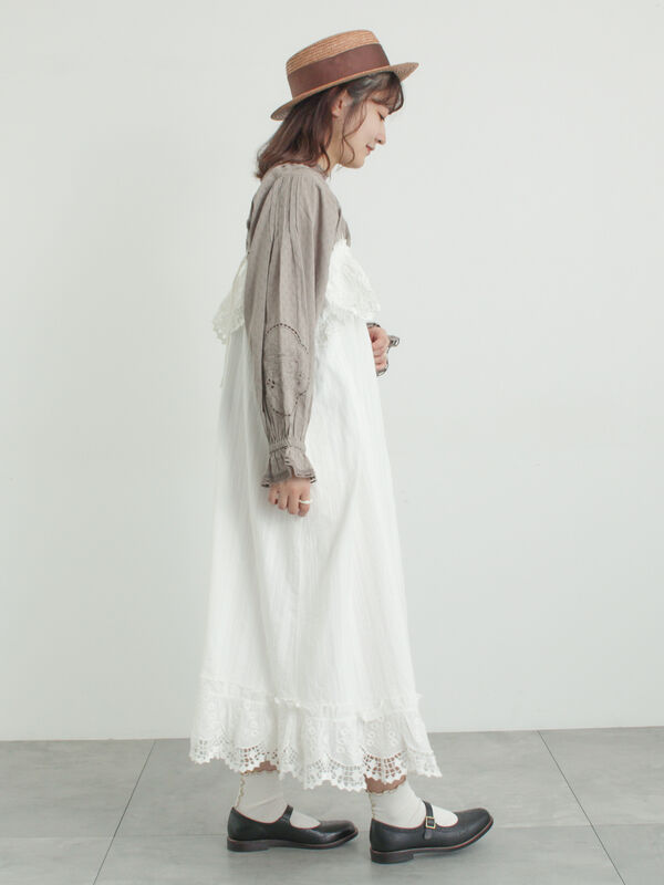 WHITE COLLECTION】スカラップ刺繍キャミワンピース（ホワイト