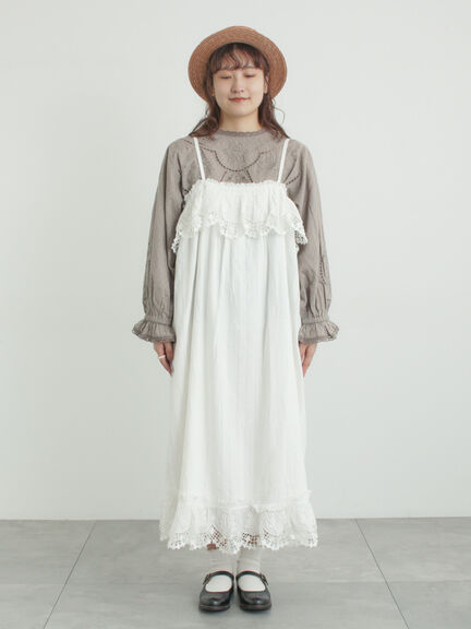 【WHITE COLLECTION】スカラップ刺繍キャミワンピース（ホワイト）｜TSUHARU by Samansa Mos2（ツハルバイサマンサモスモス）通販