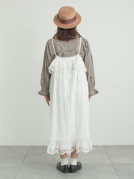 【WHITE COLLECTION】スカラップ刺繍キャミワンピース（ホワイト）｜TSUHARU by Samansa Mos2（ツハルバイサマンサモスモス）通販