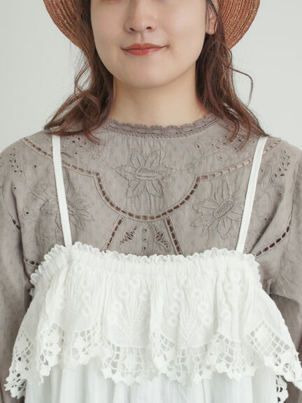【WHITE COLLECTION】スカラップ刺繍キャミワンピース（ホワイト）｜TSUHARU by Samansa Mos2（ツハルバイサマンサモスモス）通販