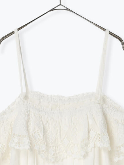 【WHITE COLLECTION】スカラップ刺繍キャミワンピース（ホワイト）｜TSUHARU by Samansa Mos2（ツハルバイサマンサモスモス）通販