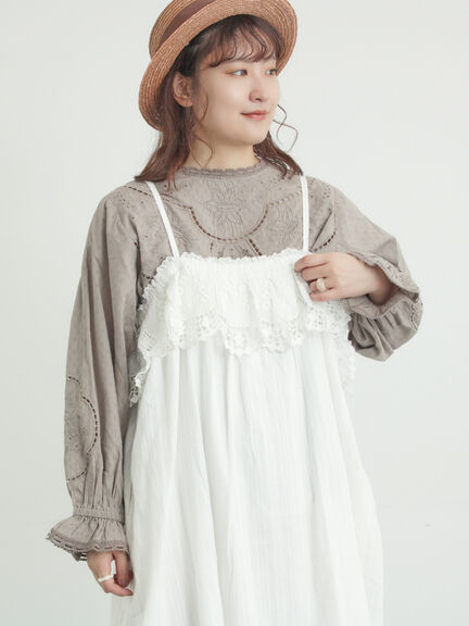 ドビーカットワーク刺繍ブラウス（オフホワイト/グレー/イエロー）｜TSUHARU by Samansa Mos2（ツハルバイサマンサモスモス）通販