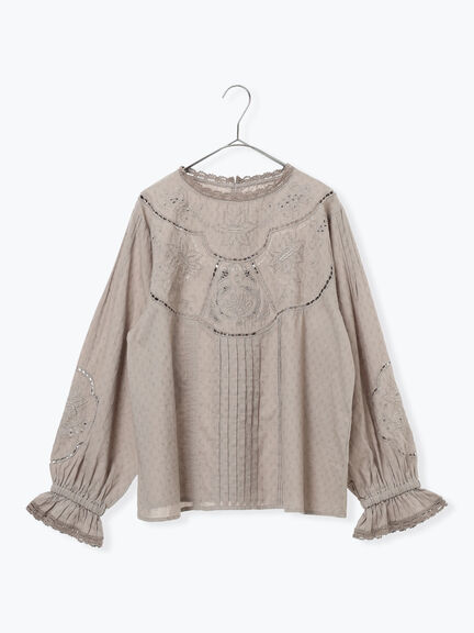 ドビーカットワーク刺繍ブラウス（オフホワイト/グレー/イエロー）｜TSUHARU by Samansa Mos2（ツハルバイサマンサモスモス）通販