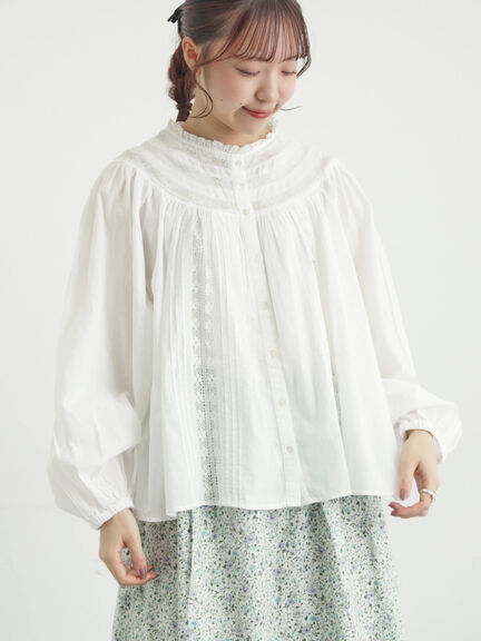 リバーレースラウンド切替ブラウス（オフホワイト/ブラック）｜TSUHARU by Samansa Mos2（ツハルバイサマンサモスモス）通販