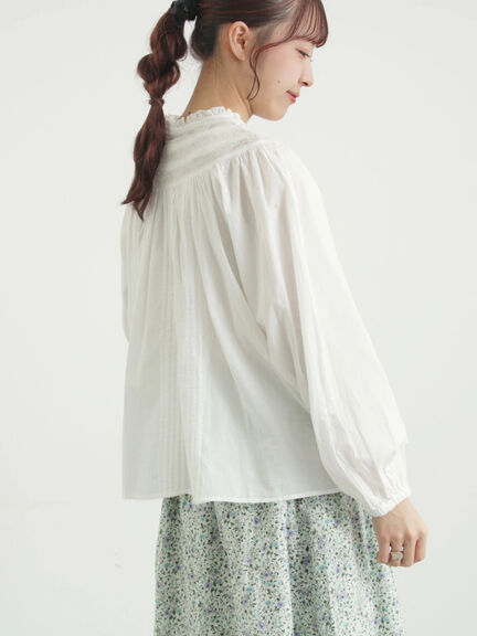 リバーレースラウンド切替ブラウス（オフホワイト/ブラック）｜TSUHARU by Samansa Mos2（ツハルバイサマンサモスモス）通販