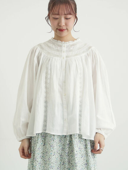 リバーレースラウンド切替ブラウス（オフホワイト/ブラック）｜TSUHARU by Samansa Mos2（ツハルバイサマンサモスモス）通販