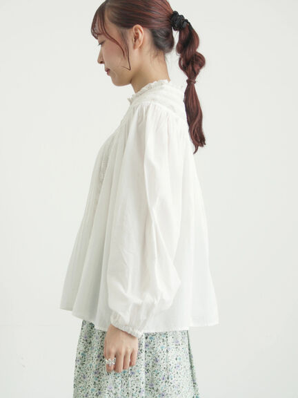 リバーレースラウンド切替ブラウス（オフホワイト/ブラック）｜TSUHARU by Samansa Mos2（ツハルバイサマンサモスモス）通販