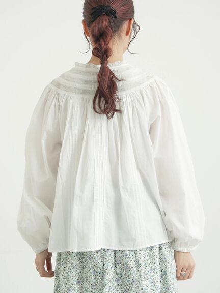 リバーレースラウンド切替ブラウス（オフホワイト/ブラック）｜TSUHARU by Samansa Mos2（ツハルバイサマンサモスモス）通販