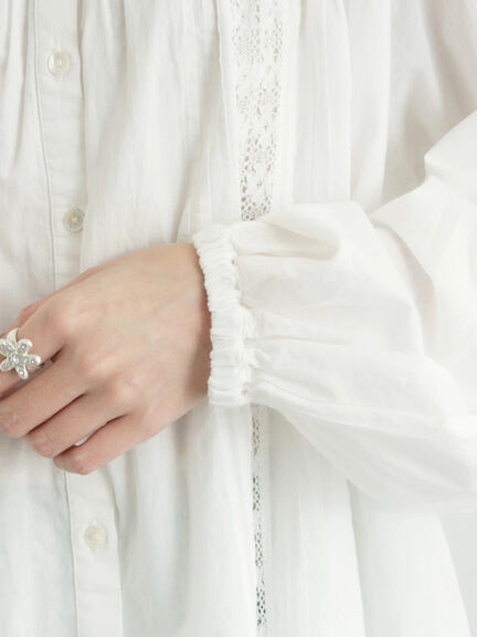 リバーレースラウンド切替ブラウス（オフホワイト/ブラック）｜TSUHARU by Samansa Mos2（ツハルバイサマンサモスモス）通販