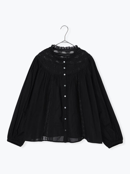 リバーレースラウンド切替ブラウス（オフホワイト/ブラック）｜TSUHARU by Samansa Mos2（ツハルバイサマンサモスモス）通販