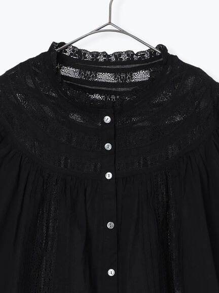 リバーレースラウンド切替ブラウス（オフホワイト/ブラック）｜TSUHARU by Samansa Mos2（ツハルバイサマンサモスモス）通販