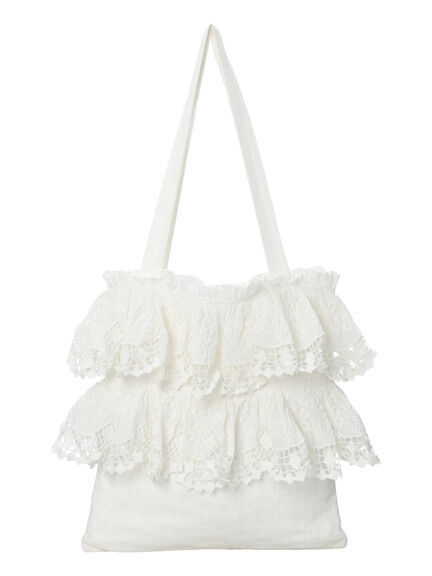 【WHITE COLLECTION】スカラップ刺繍トートバッグ（ホワイト）｜TSUHARU by Samansa Mos2（ツハルバイサマンサモスモス）通販