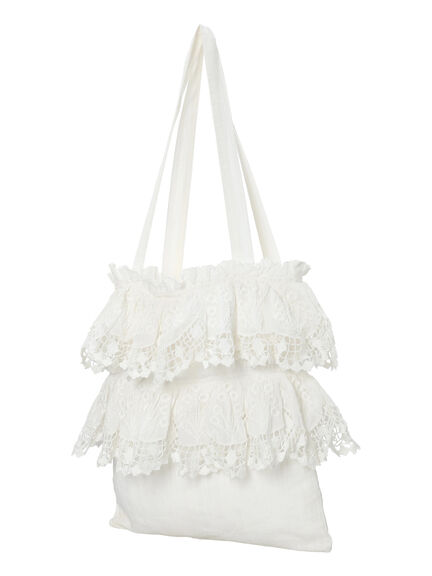 【WHITE COLLECTION】スカラップ刺繍トートバッグ（ホワイト）｜TSUHARU by Samansa Mos2（ツハルバイサマンサモスモス）通販