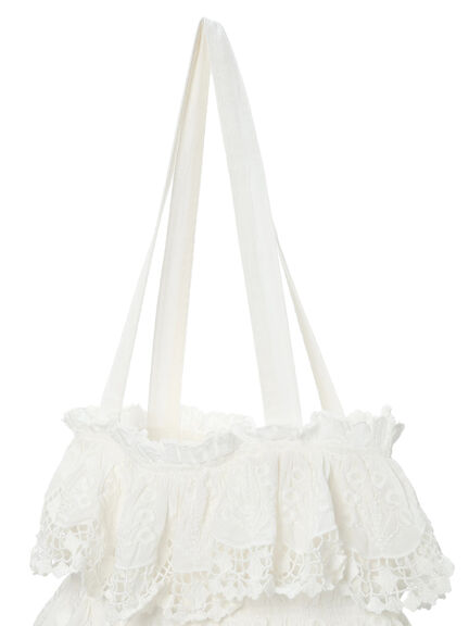 【WHITE COLLECTION】スカラップ刺繍トートバッグ（ホワイト）｜TSUHARU by Samansa Mos2（ツハルバイサマンサモスモス）通販