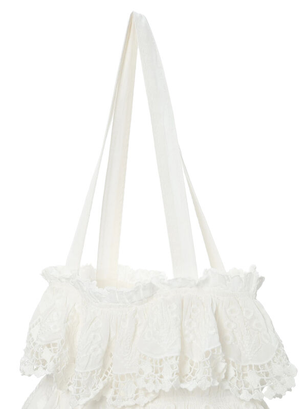 WHITE COLLECTION】スカラップ刺繍トートバッグ（ホワイト/バッグ
