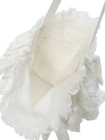 【WHITE COLLECTION】スカラップ刺繍トートバッグ（ホワイト）｜TSUHARU by Samansa Mos2（ツハルバイサマンサモスモス）通販