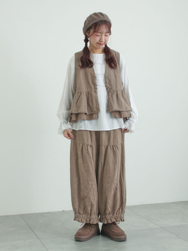 WHITE COLLECTION】リバーレースピンタックブラウス（ホワイト