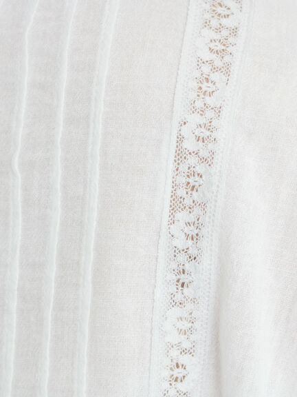 【WHITE COLLECTION】リバーレースピンタックブラウス（ホワイト）｜TSUHARU by Samansa Mos2（ツハルバイサマンサモスモス）通販