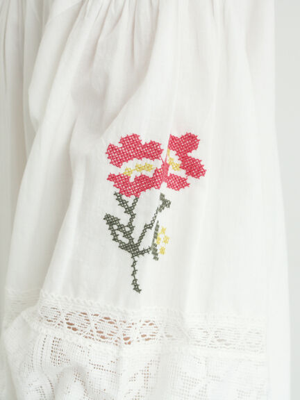 【WEB限定 Sサイズ】ランダム刺繍レース切替ワンピース（オフホワイト/チャコールグレー/ミント）｜TSUHARU by Samansa Mos2（ツハルバイサマンサモスモス）通販