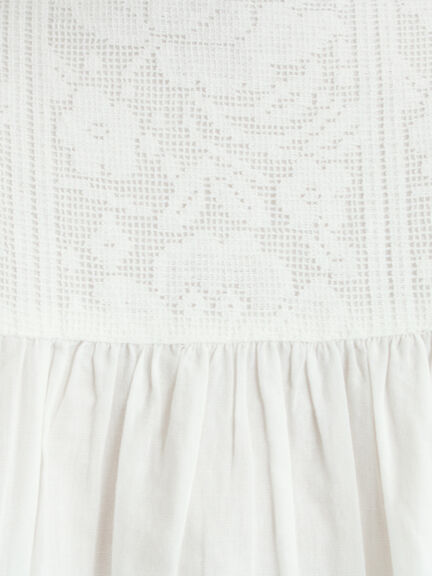 【WEB限定 Sサイズ】ランダム刺繍レース切替ワンピース（オフホワイト/チャコールグレー/ミント）｜TSUHARU by Samansa Mos2（ツハルバイサマンサモスモス）通販