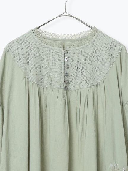 【WEB限定 Sサイズ】ランダム刺繍レース切替ワンピース（オフホワイト/チャコールグレー/ミント）｜TSUHARU by Samansa Mos2（ツハルバイサマンサモスモス）通販