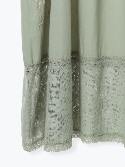 【WEB限定 Sサイズ】ランダム刺繍レース切替ワンピース（オフホワイト/チャコールグレー/ミント）｜TSUHARU by Samansa Mos2（ツハルバイサマンサモスモス）通販