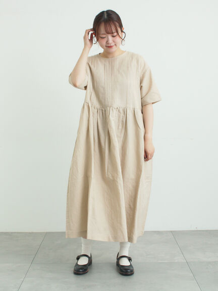 【WEB限定 Sサイズ】メッシュ花刺繍ベスト付きワンピース（チャコールグレー/ベージュ）｜TSUHARU by Samansa Mos2（ツハルバイサマンサモスモス）通販