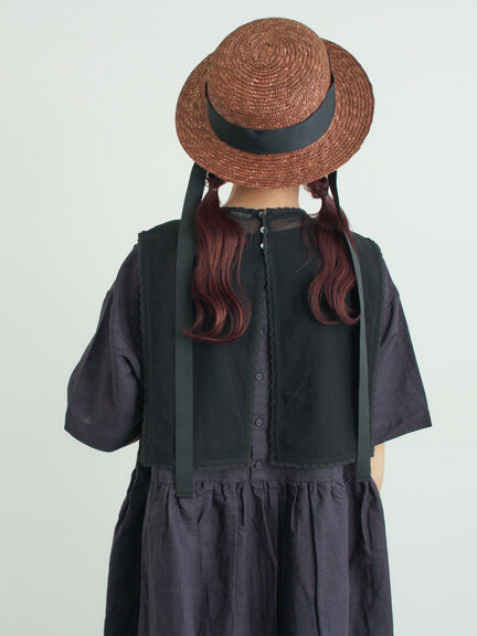 【WEB限定 Sサイズ】メッシュ花刺繍ベスト付きワンピース（チャコールグレー/ベージュ）｜TSUHARU by Samansa Mos2（ツハルバイサマンサモスモス）通販
