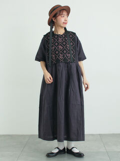 セール】 【WEB限定 Sサイズ】メッシュ花刺繍ベスト付きワンピース