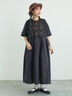 【WEB限定 Sサイズ】メッシュ花刺繍ベスト付きワンピース（チャコールグレー/ベージュ）｜TSUHARU by Samansa Mos2（ツハルバイサマンサモスモス）通販