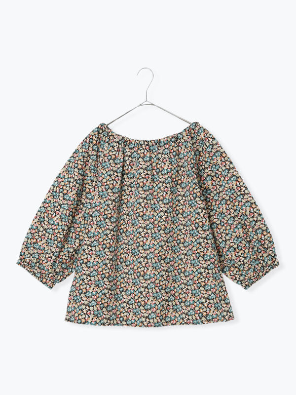LIBERTY FABRICS】Floralia柄前後着ブラウス（レッド/ブルー/トップス