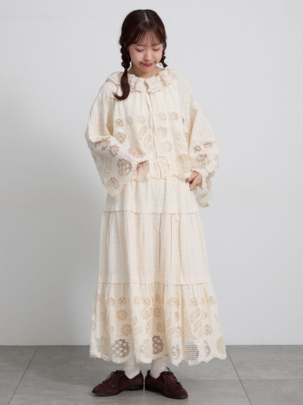 【ecru×brown collection】レーススカート（ブラウン/エクリュ）｜TSUHARU by Samansa Mos2（ツハルバイサマンサモスモス）通販