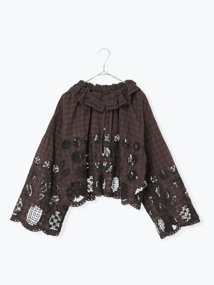 【ecru×brown collection】レースブラウス（ブラウン/エクリュ）｜TSUHARU by Samansa Mos2（ツハルバイサマンサモスモス）通販