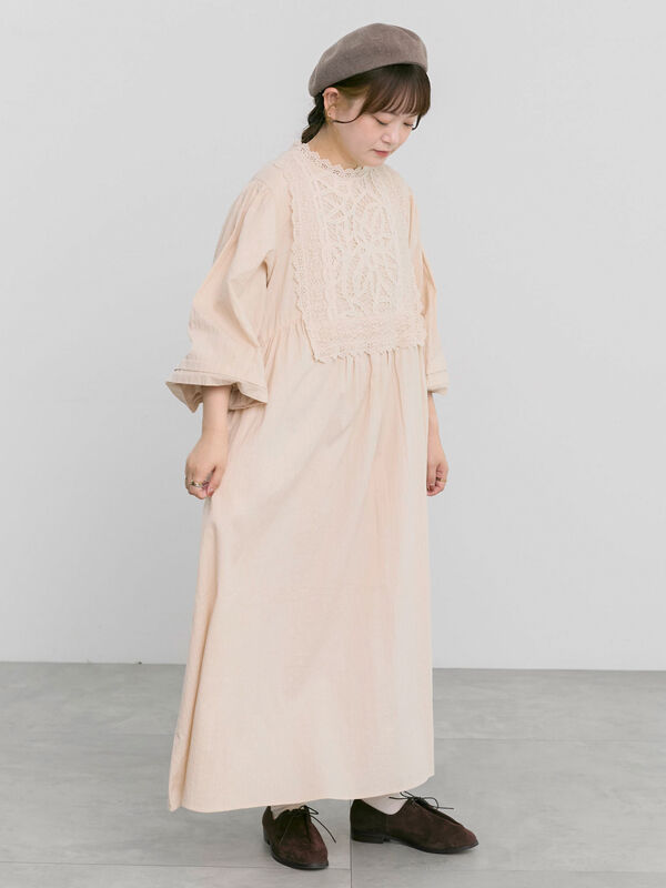 ecru×brown collection】バテンレースワンピース【WEB限定 Sサイズ