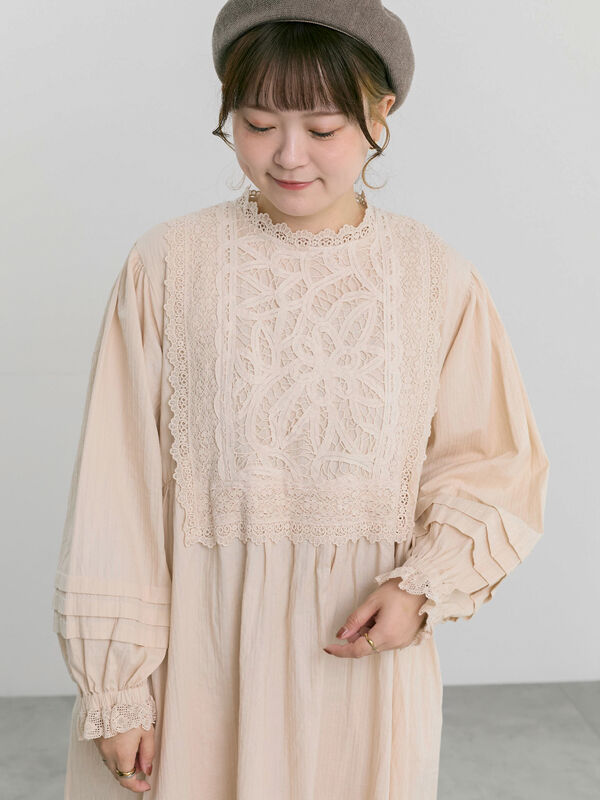 ecru×brown collection】バテンレースワンピース【WEB限定 Sサイズ