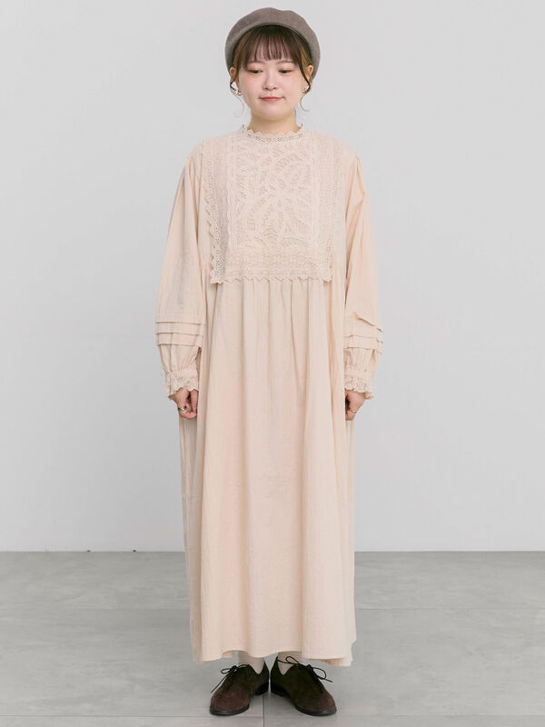ecru×brown collection】バテンレースワンピース【WEB限定 Sサイズ