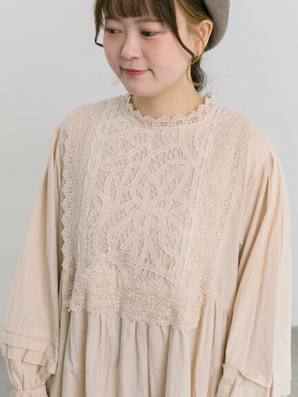 【ecru×brown collection】バテンレースワンピース【WEB限定 Sサイズ】（ブラウン/エクリュ）｜TSUHARU by Samansa Mos2（ツハルバイサマンサモスモス）通販