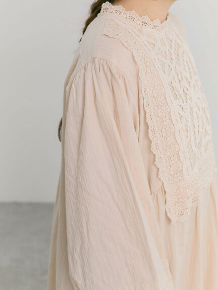 【ecru×brown collection】バテンレースワンピース【WEB限定 Sサイズ】（ブラウン/エクリュ）｜TSUHARU by Samansa Mos2（ツハルバイサマンサモスモス）通販