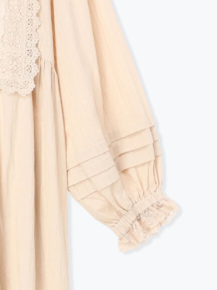 【ecru×brown collection】バテンレースワンピース【WEB限定 Sサイズ】（ブラウン/エクリュ）｜TSUHARU by Samansa Mos2（ツハルバイサマンサモスモス）通販