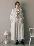 【ecru×brown collection】リネンフリルワンピース【WEB限定 Sサイズ】（エクリュ）｜TSUHARU by Samansa Mos2（ツハルバイサマンサモスモス）通販