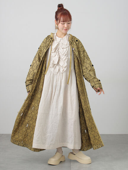 【ecru×brown collection】リネンフリルワンピース【WEB限定 Sサイズ】（ブラウン/エクリュ）｜TSUHARU by Samansa Mos2（ツハルバイサマンサモスモス）通販