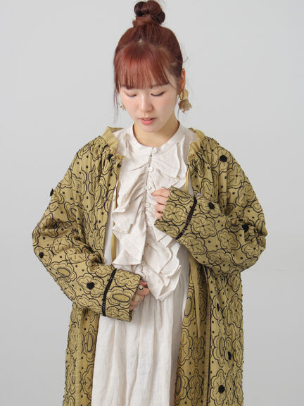 【ecru×brown collection】リネンフリルワンピース【WEB限定 Sサイズ】（ブラウン/エクリュ）｜TSUHARU by Samansa Mos2（ツハルバイサマンサモスモス）通販