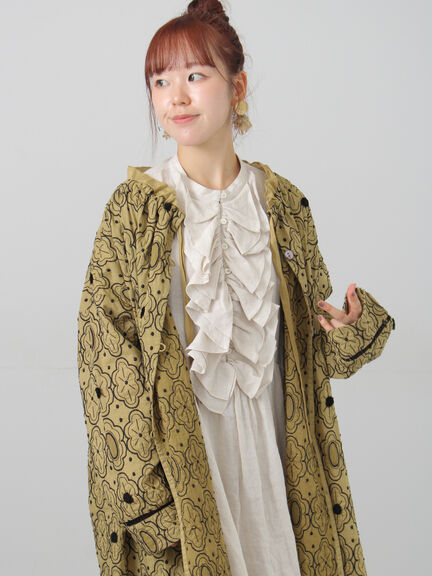 【ecru×brown collection】リネンフリルワンピース【WEB限定 Sサイズ】（ブラウン/エクリュ）｜TSUHARU by Samansa Mos2（ツハルバイサマンサモスモス）通販