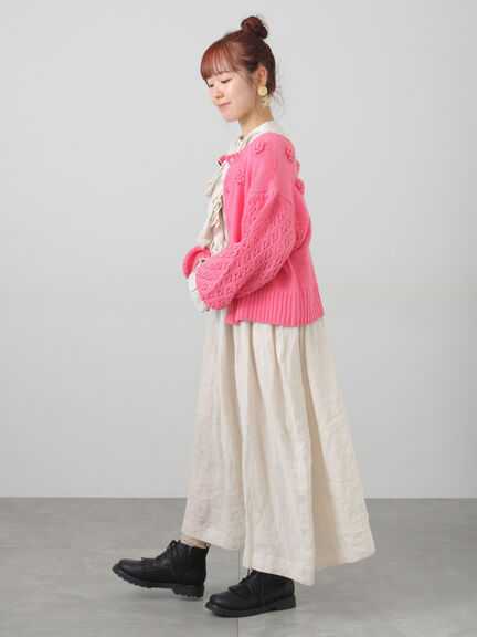 【ecru×brown collection】リネンフリルワンピース【WEB限定 Sサイズ】（ブラウン/エクリュ）｜TSUHARU by Samansa Mos2（ツハルバイサマンサモスモス）通販