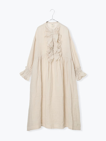 【ecru×brown collection】リネンフリルワンピース【WEB限定 Sサイズ】（ブラウン/エクリュ）｜TSUHARU by Samansa Mos2（ツハルバイサマンサモスモス）通販