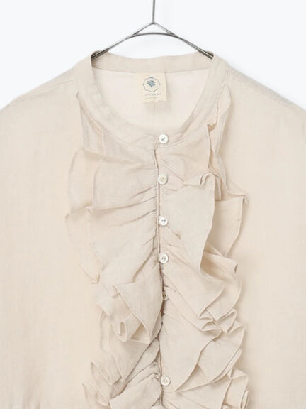 【ecru×brown collection】リネンフリルワンピース【WEB限定 Sサイズ】（ブラウン/エクリュ）｜TSUHARU by Samansa Mos2（ツハルバイサマンサモスモス）通販