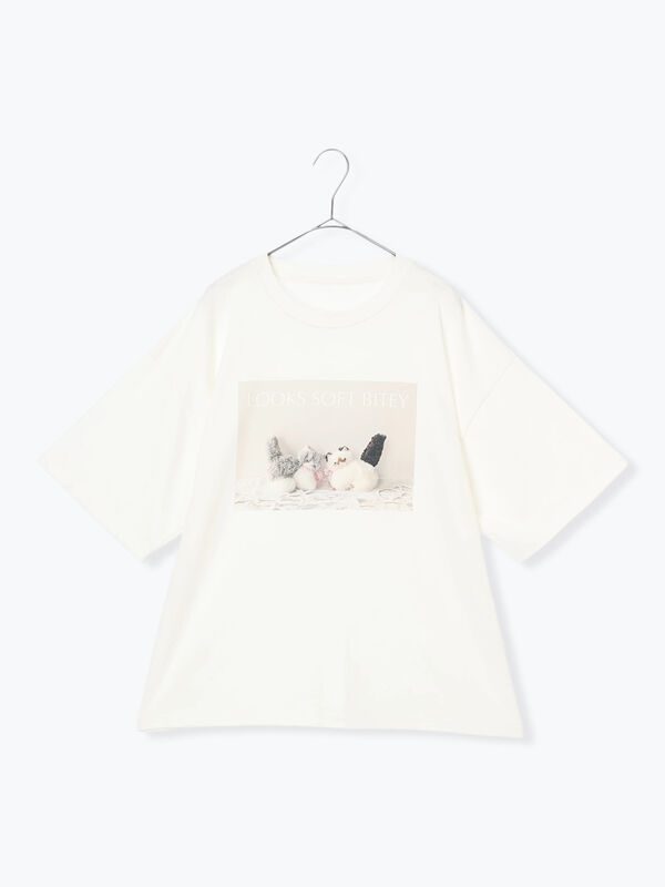 さて×TSUHARU】フォト柄プリントTシャツ（オフホワイト/キナリ